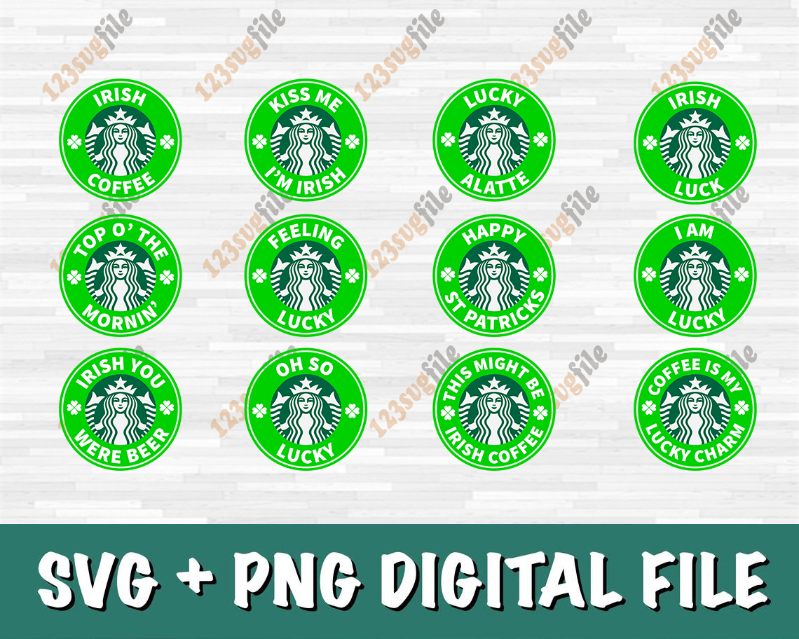 Custom Starbuck Full Wrap for Starbucks Venti Cold Cup Lucky Patrick's Day Starbucks Cold Cup SVG Files for Cricut & other e-cutters