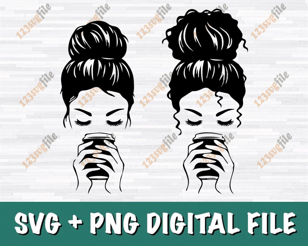 Messy Bun SVG File, Hair SVG, Messy Bun Face SVG, Top bun svg, Hair bun