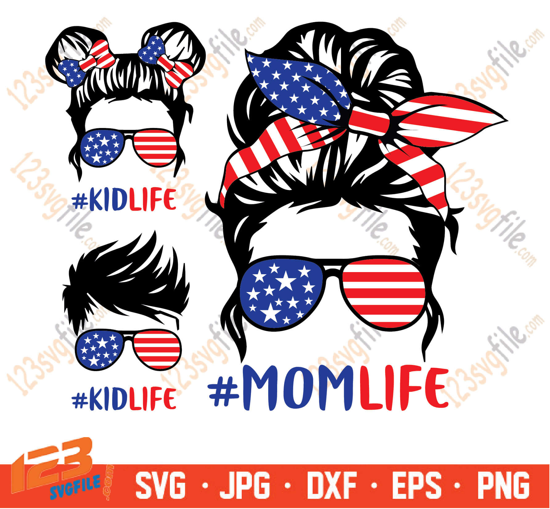 Download American Mom Life Kid Life Svg Messy Bun Hair Svg Usa Flag Mom Svg Boy Girl Svg 4th Of July Svg Cricut Silhouette Vector Cut File 123svgfile