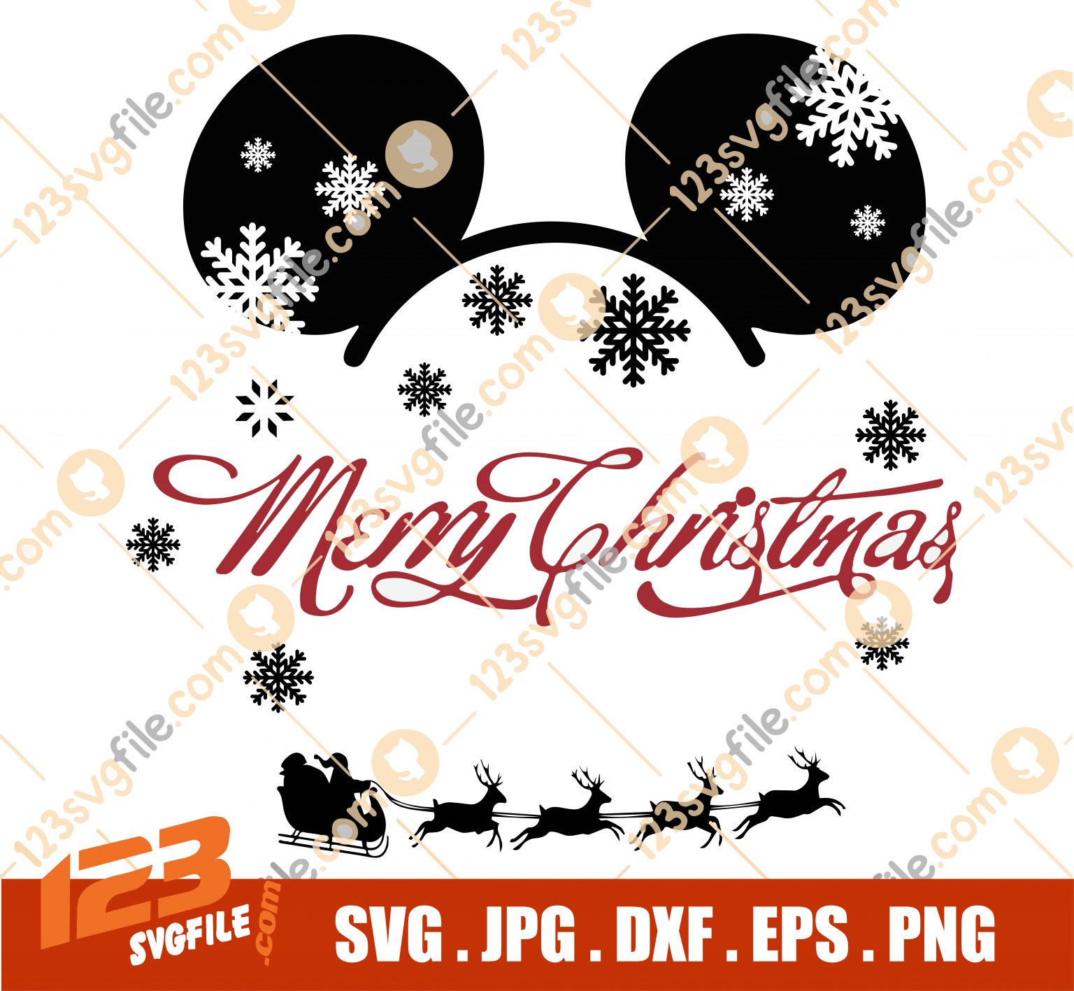 Mouse Ear Merry Christmas SVG, Christmas Mouse Monogram SVG, Disney